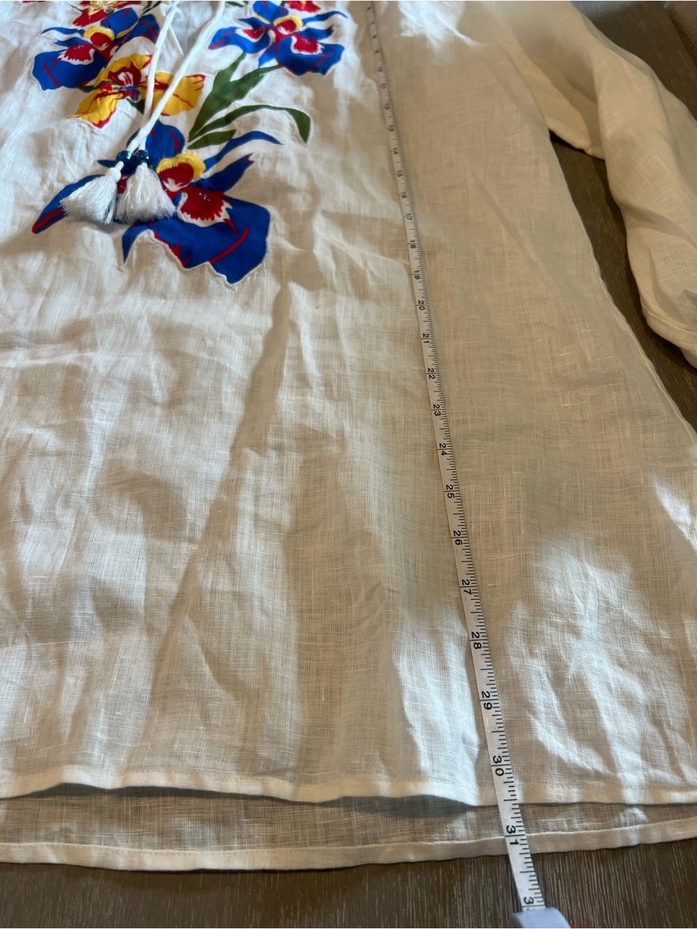 Tory Burch Iris beach tunic Embroidered White Floral Tie-Neck Women's Top XL - Picture 11 of 11